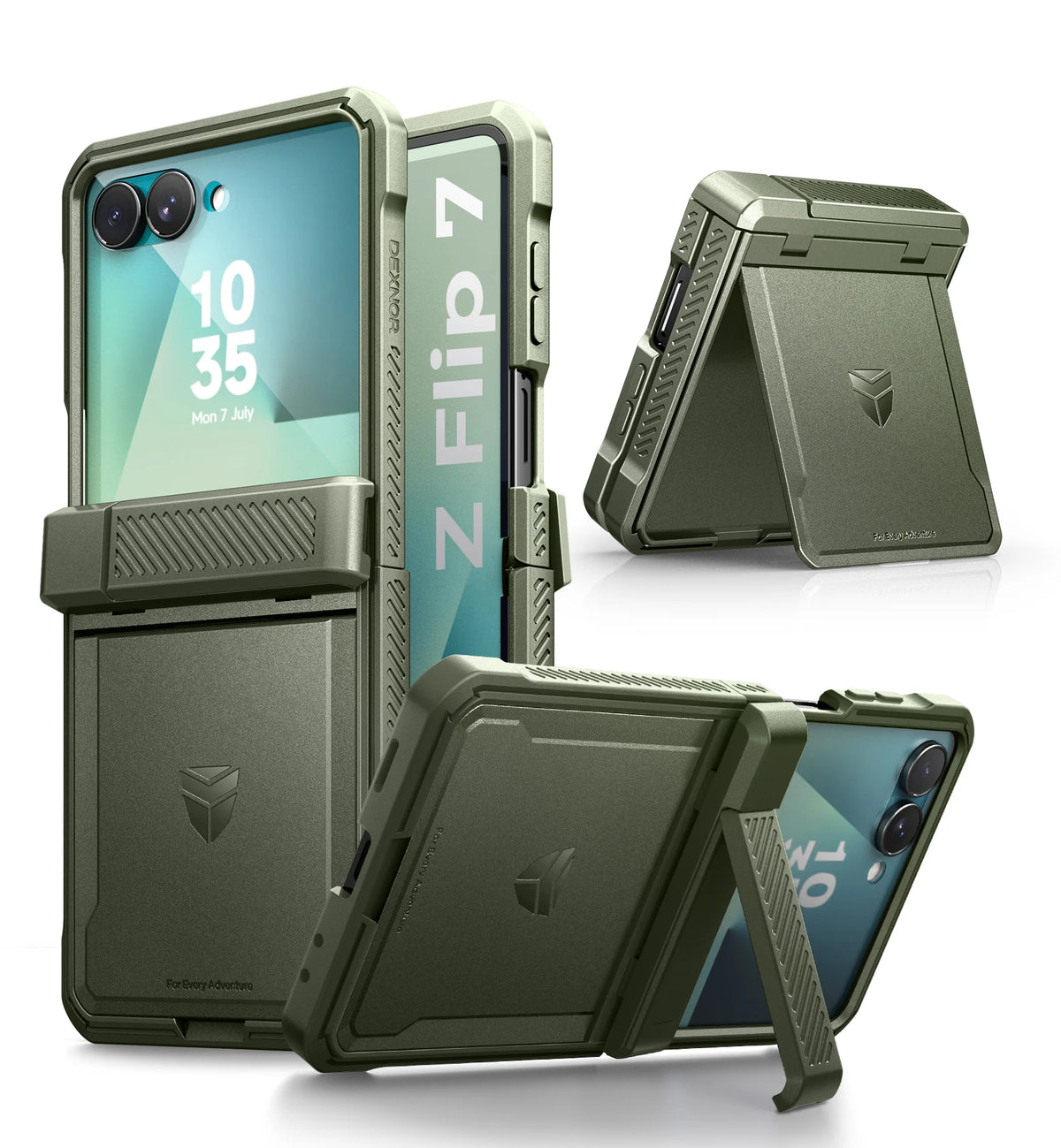 Dexnor Galaxy Z Flip 7 Case Dual Kickstands Hinge Rugged