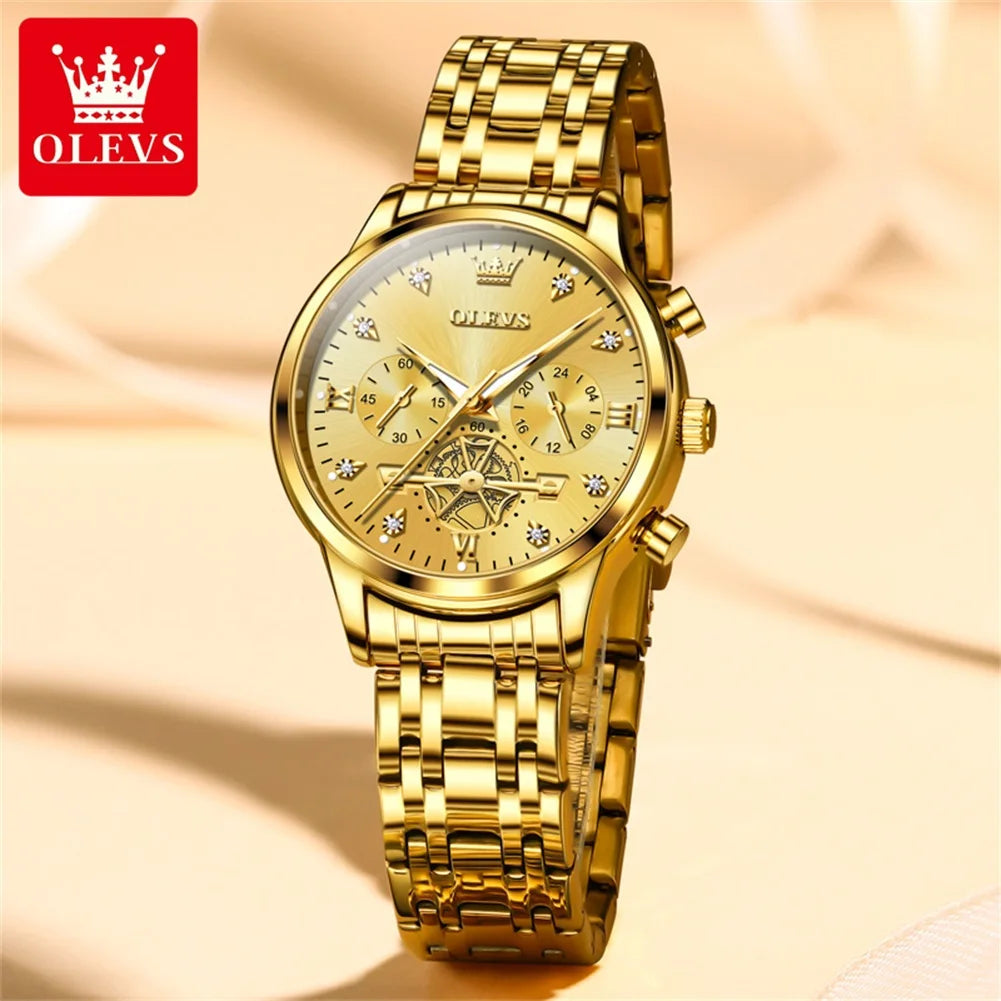 OLEVS Elegant Quartz Watch for Women With Diamond Luminous Dial