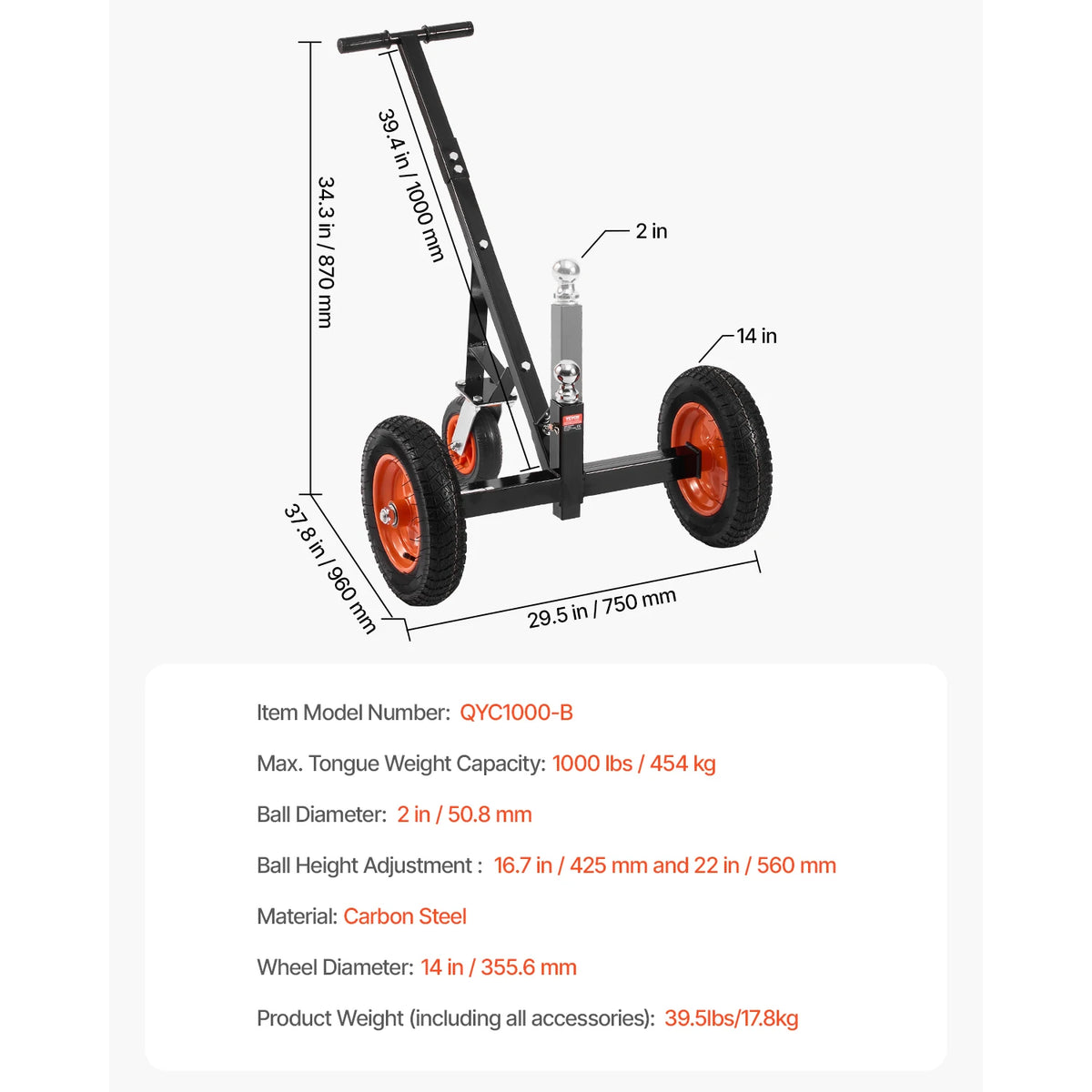 Heavy Duty Adjustable Trailer Dolly For Boat And RV Travel