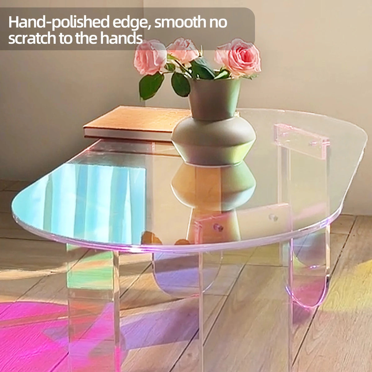 Shatterproof Acrylic Coffee Table Modern Clear Living Room Accent Furniture Side Table
