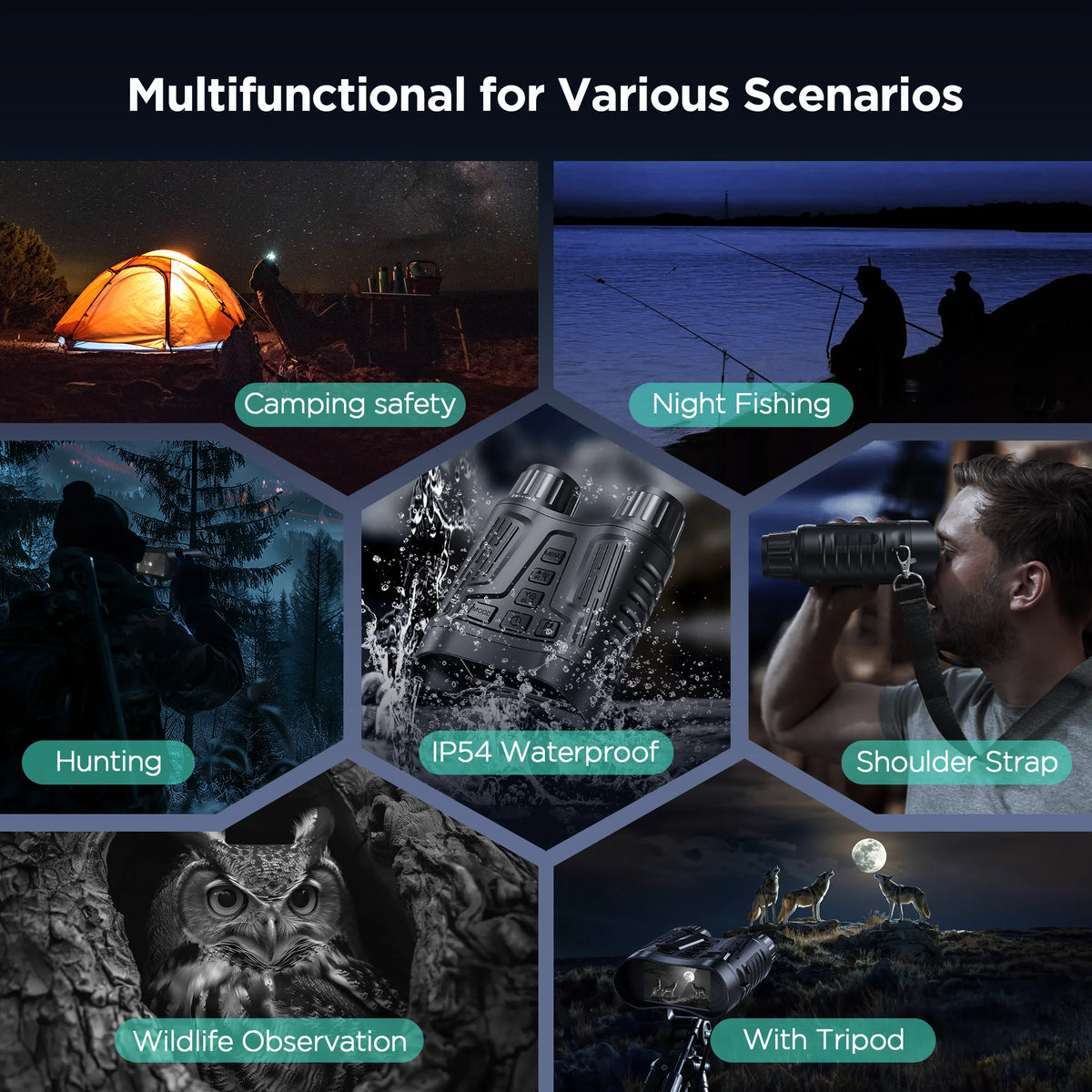 DIYIMIN Night Vision Binoculars With IR Illuminator And 8x Magnification