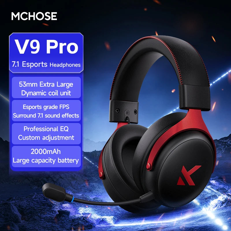 MCHOSE V9 Pro Wireless Gaming Headset Featuring Noise Canceling Mic
