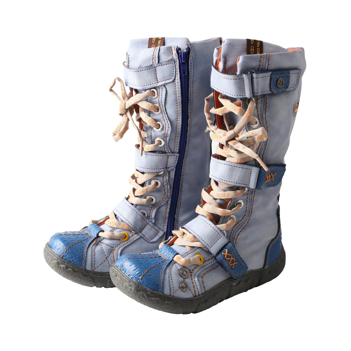 TMA EYES Women Winter Snow Boots Mid Calf Warm Plush Lined Lace Up Side Zipper Vintage Retro Boots