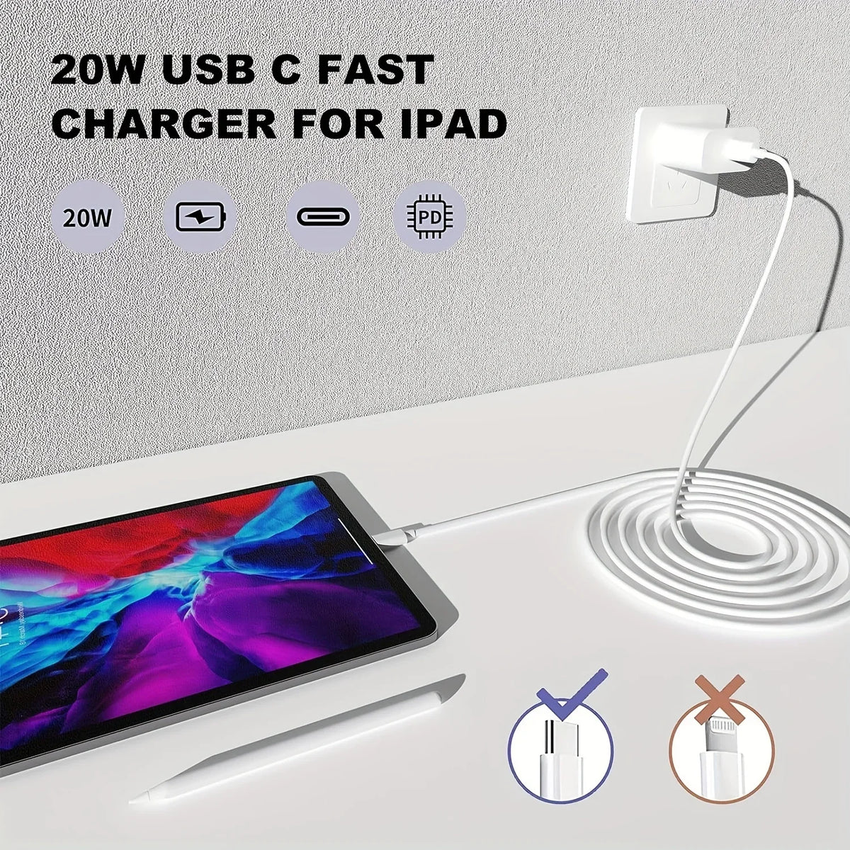 Sanprio 20W Usb C Fast Charging Wall Block With Cable