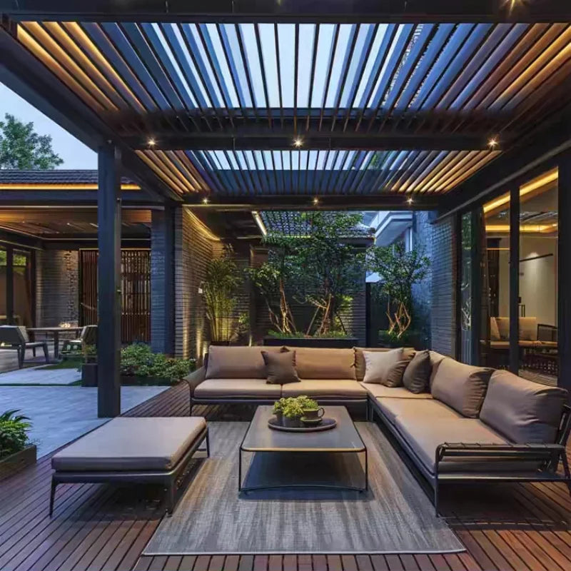 Electric Adjustable Aluminum Louvered Pergola Rainproof Outdoor Sunshade Gazebo