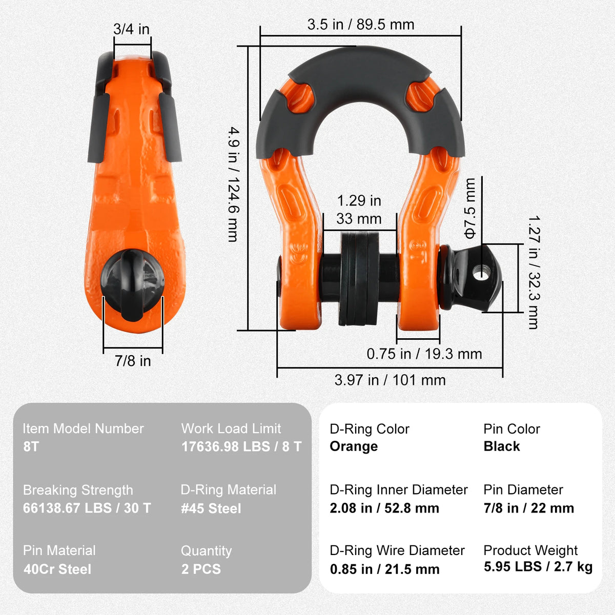 D-Ring Shackle U-Hook With Pin Isolators For Topping
