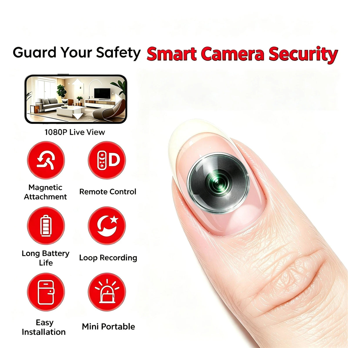 B10 Mini WiFi Camera,4K HD Small Nanny Cam with Infrared Night Vision, Smart Motion Detection Alert Push, Two‑Way Audio Intercom, Remote Phone Live View & Video Playback, TF Card & Cloud Storage, Multi‑User Sharing, Wire