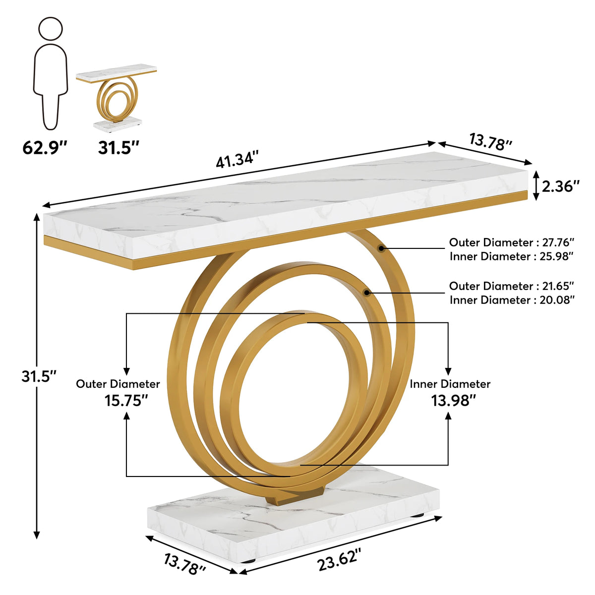 Tribesigns Modern Console Table With Unique Ring Design For Entryway