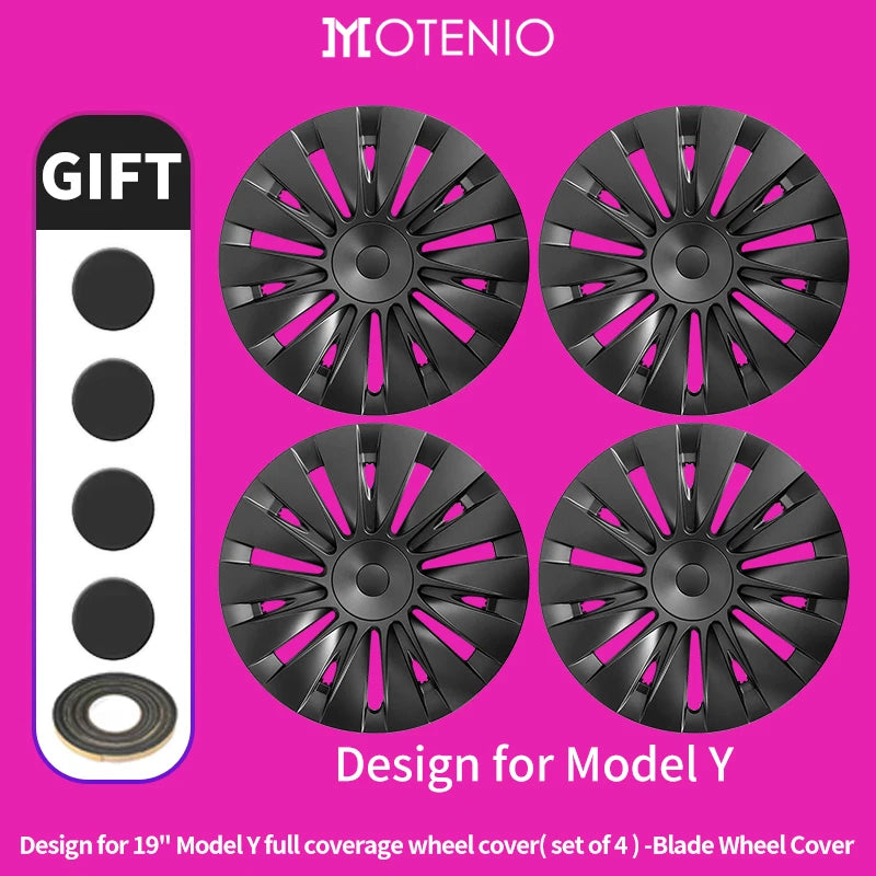Motenio Blade Style Wheel Cover Caps For Tesla Model Y