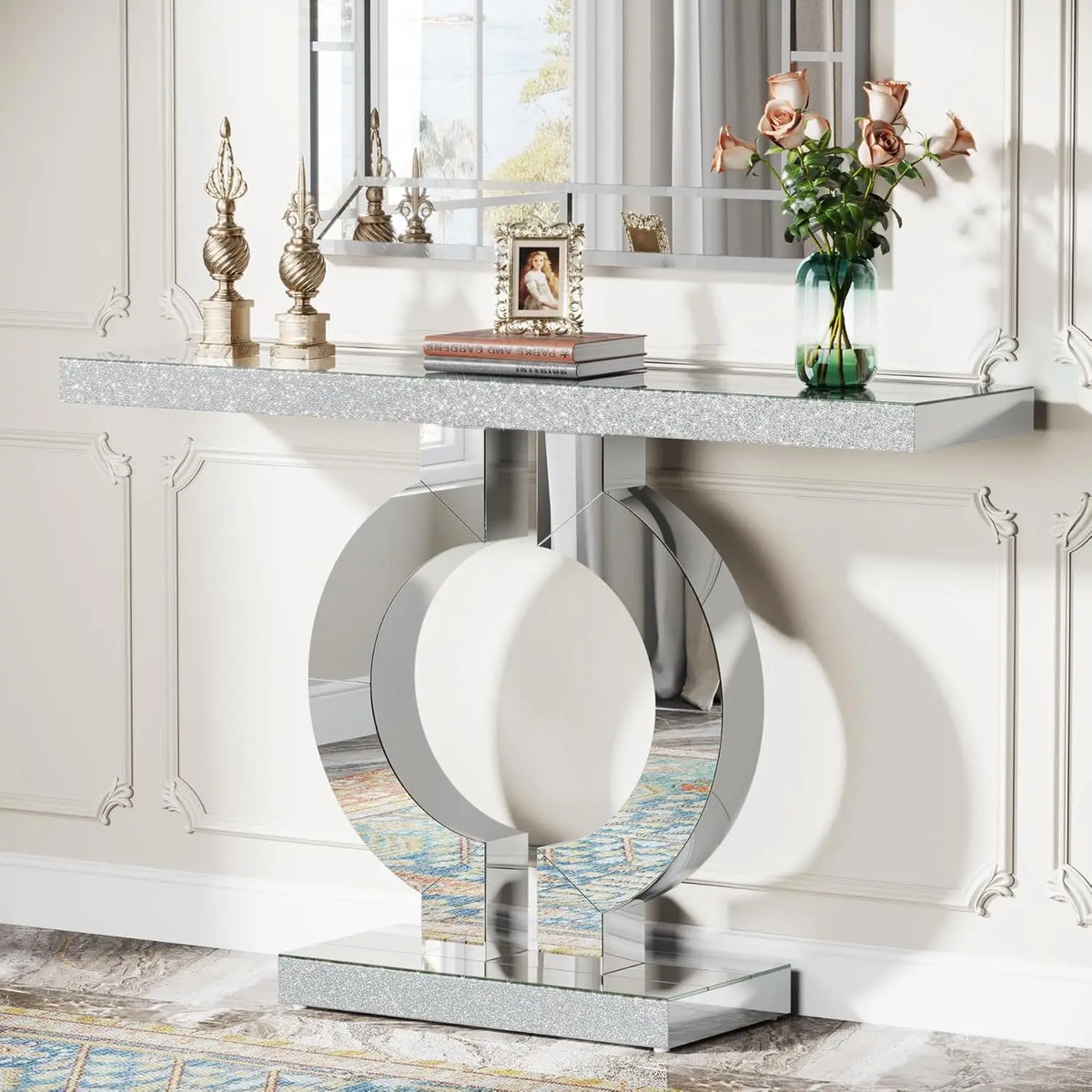 Tribesigns Modern Mirrored Console Table for Entryways and Hallways