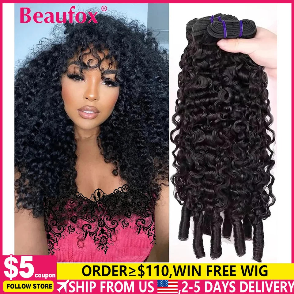 Beaufox Burmese Curly Remy Human Hair Bundles for Natural Styling
