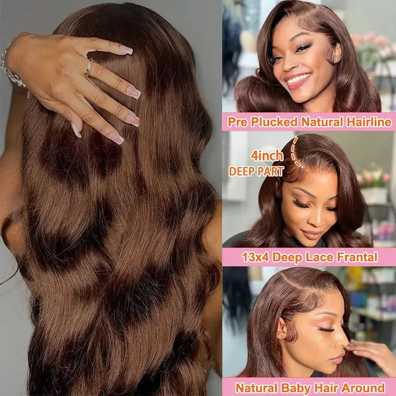 FIUMER Body Wave Brazilian Human Hair Lace Front Wig