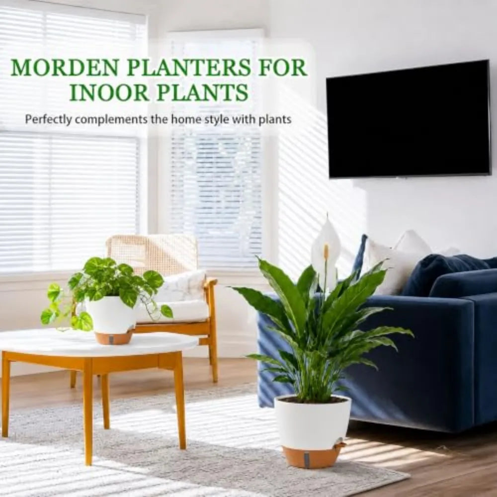 Porcelain Self Watering Plant Pots With Water Level Indicator