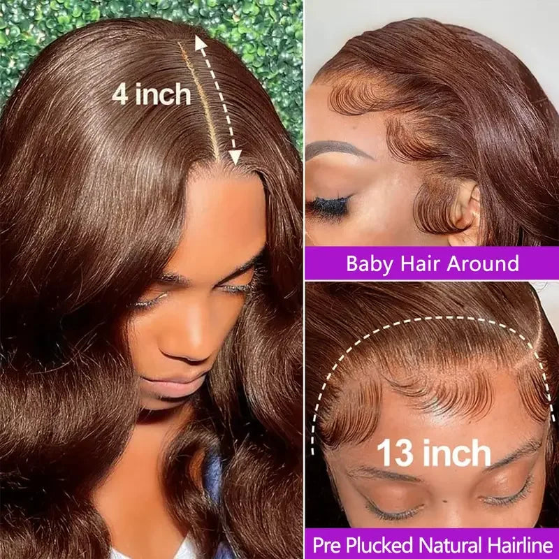 FIUMER Body Wave Brazilian Human Hair Lace Front Wig
