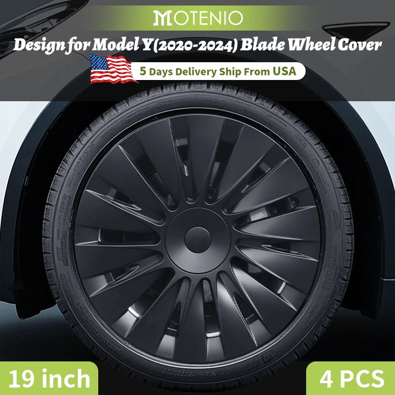 Motenio Blade Style Wheel Cover Caps For Tesla Model Y