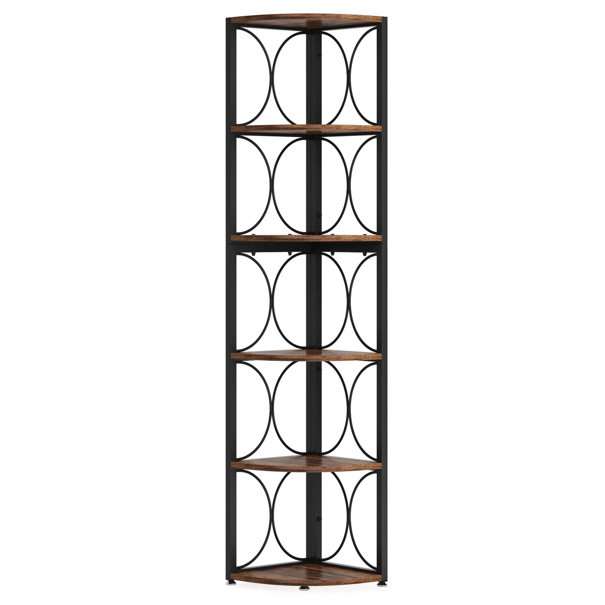 Tribesigns Rustic Six Tier Corner Bookshelf Storage Shelving Unit