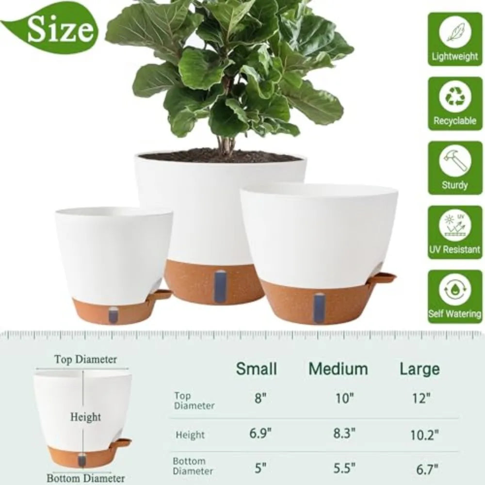 Porcelain Self Watering Plant Pots With Water Level Indicator