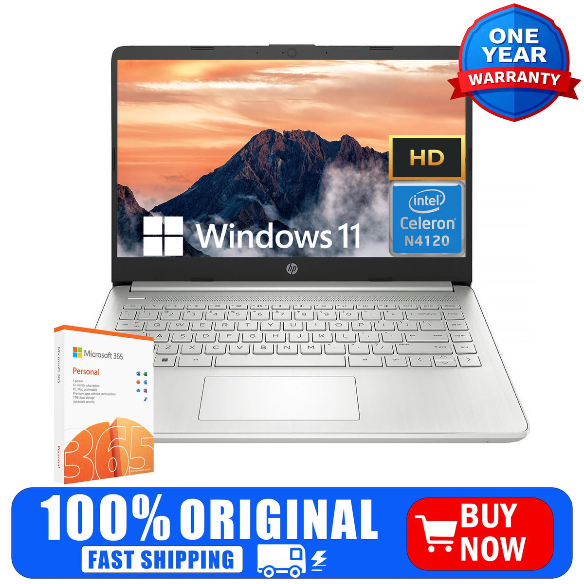 HP Intel Celeron N4120 4GB RAM 128GB EMMC Windows 11