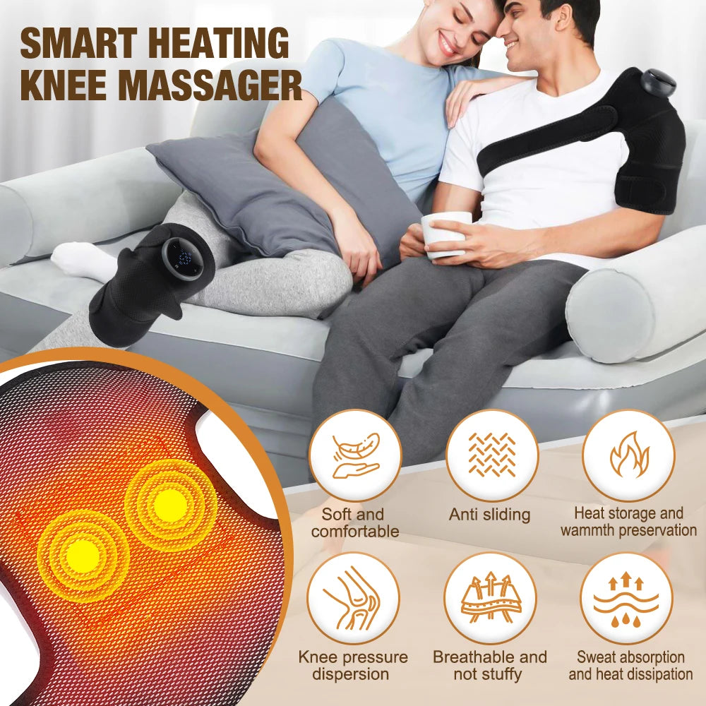 Hailicare Graphene Heated Knee Brace Rechargeable Massage Support Pad LED
