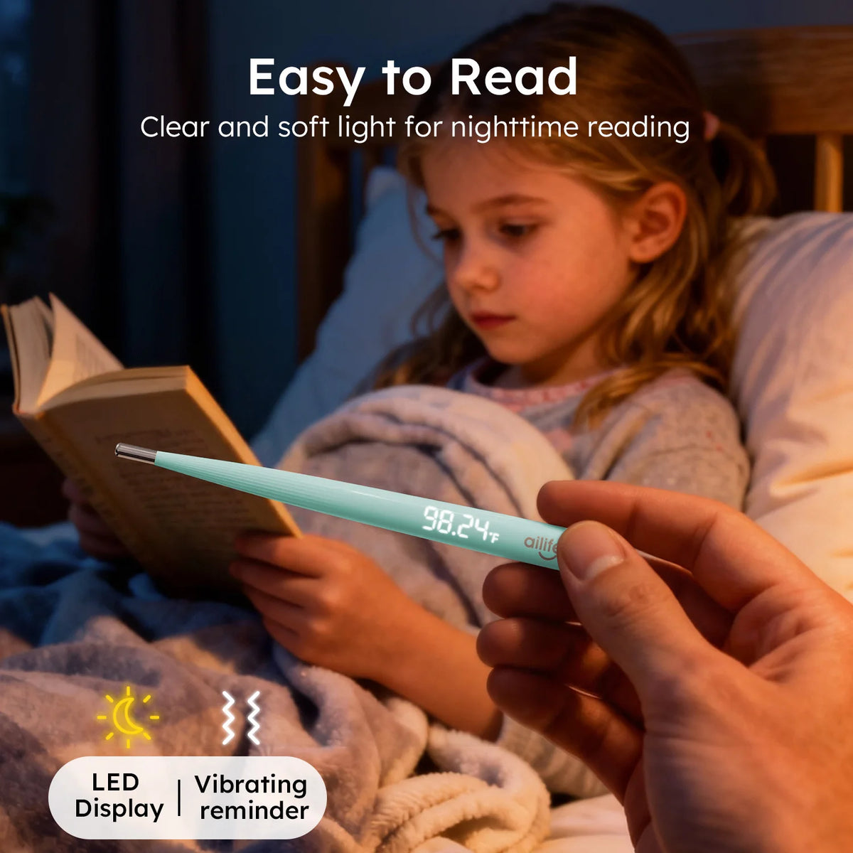 AILIFEE Oral Digital Thermometer, Rechargeable Thermometer for Baby, Toddlers, Kids & Adults, Medical-Grade Accurate Fast Reading  with LED Display & Fever Alert, AET-F371