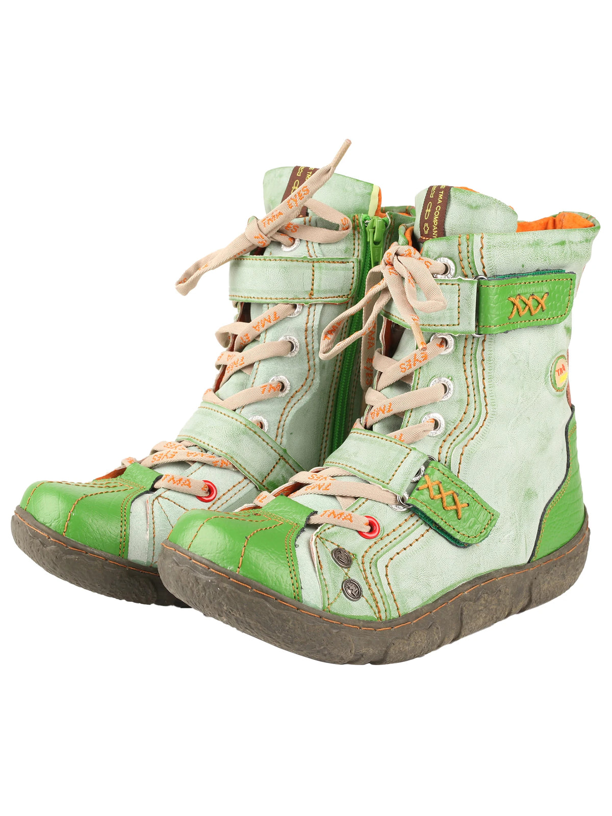 TMA EYES Women's Winter Snow Boots, Fleece Lined Ankle Boots, Vintage Retro Lace Up Side Zip Buckle, for Cold Weather
