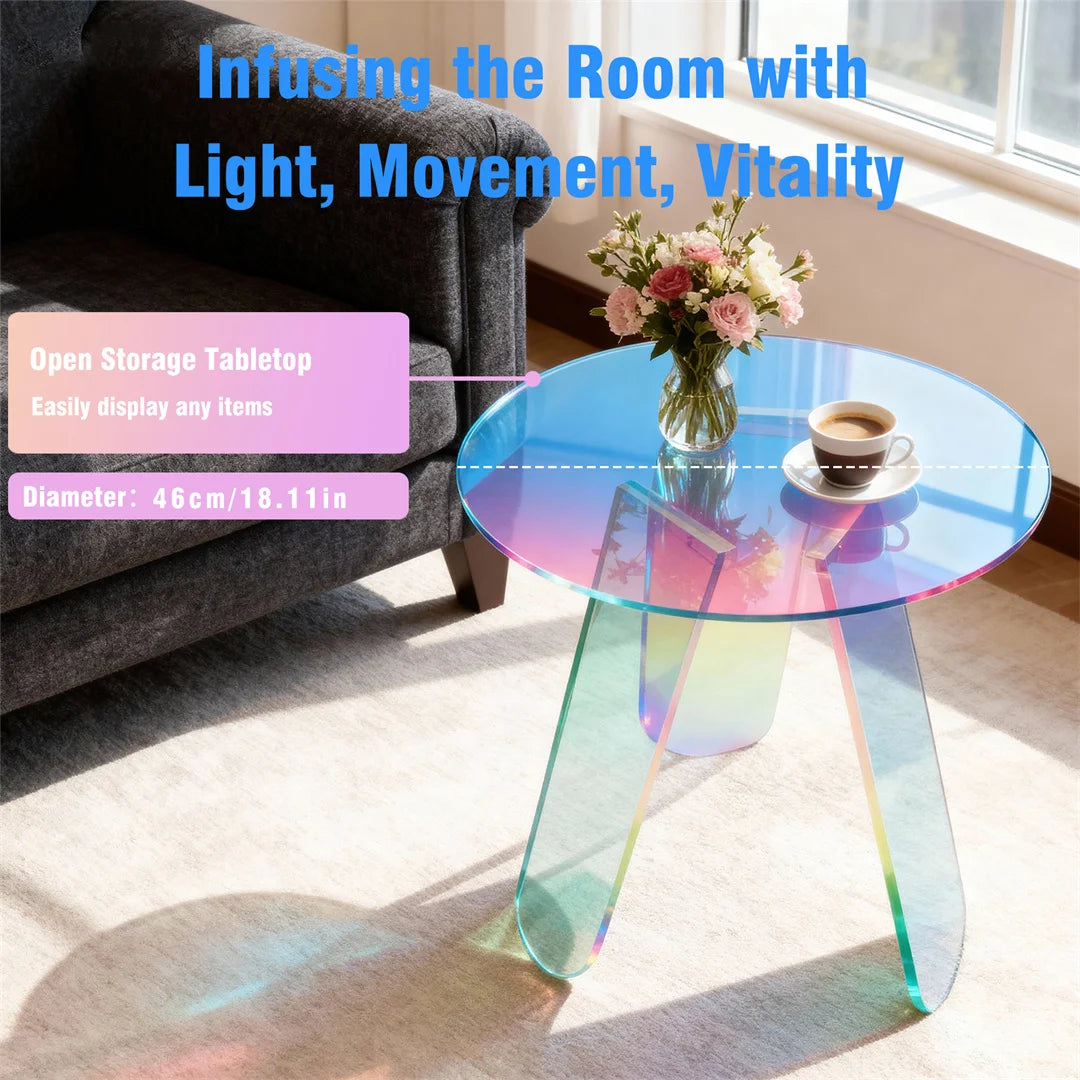 Modern Acrylic Round Side Table for Living Room or Bedroom