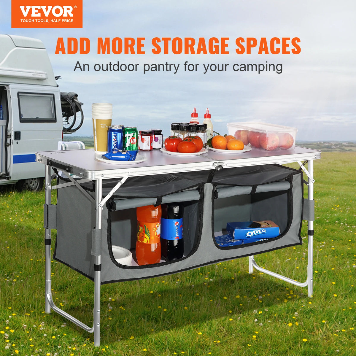Vevor Mdf Folding Camping Kitchen Table For Outdoor Picnic Use