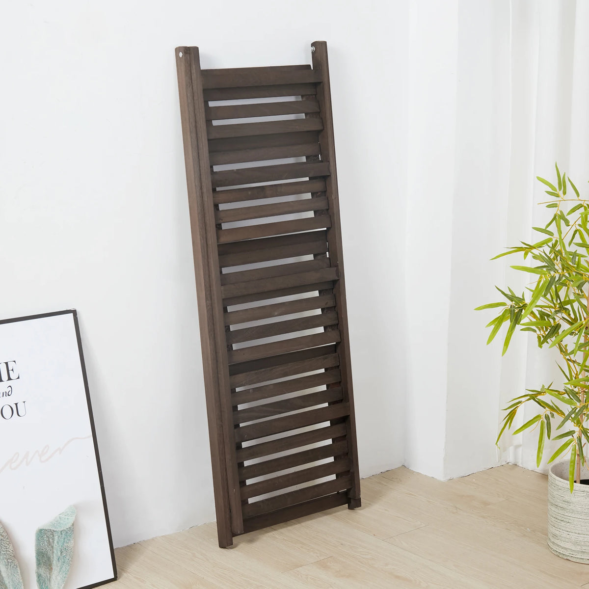 Multipurpose Wooden Folding 4 Tier Ladder Shelf Rack