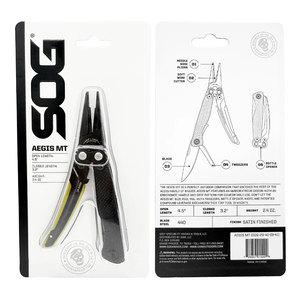 SOG Mini Tactical Multitool Pliers With Knife And Wire Cutters