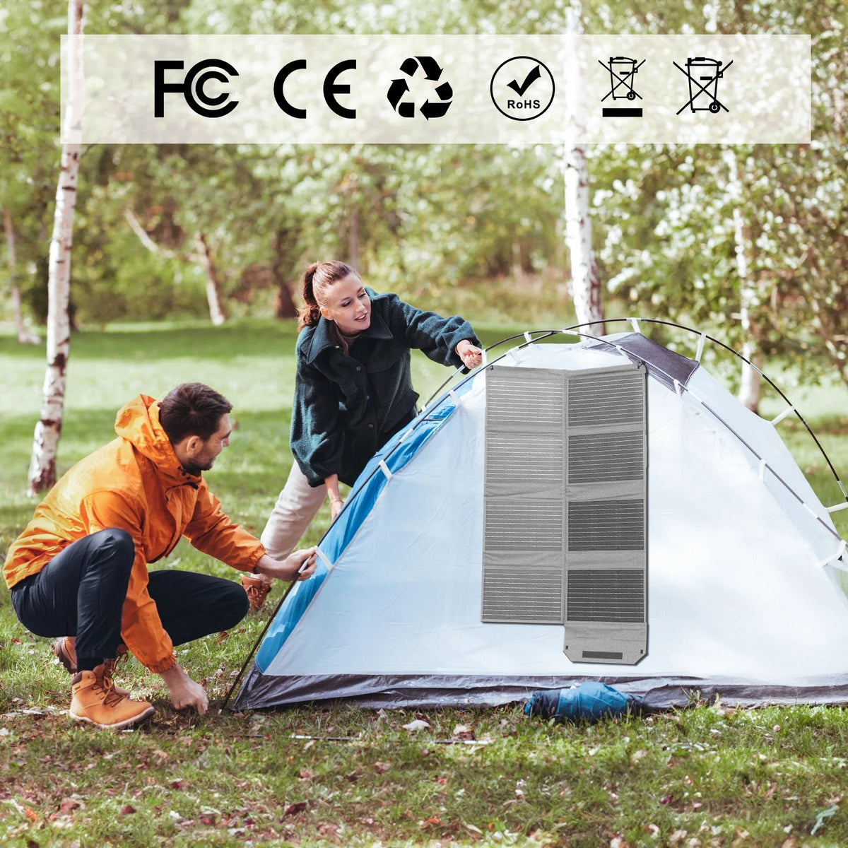 MHPOWOS 80W Foldable Solar Panel Portable Power Supply
