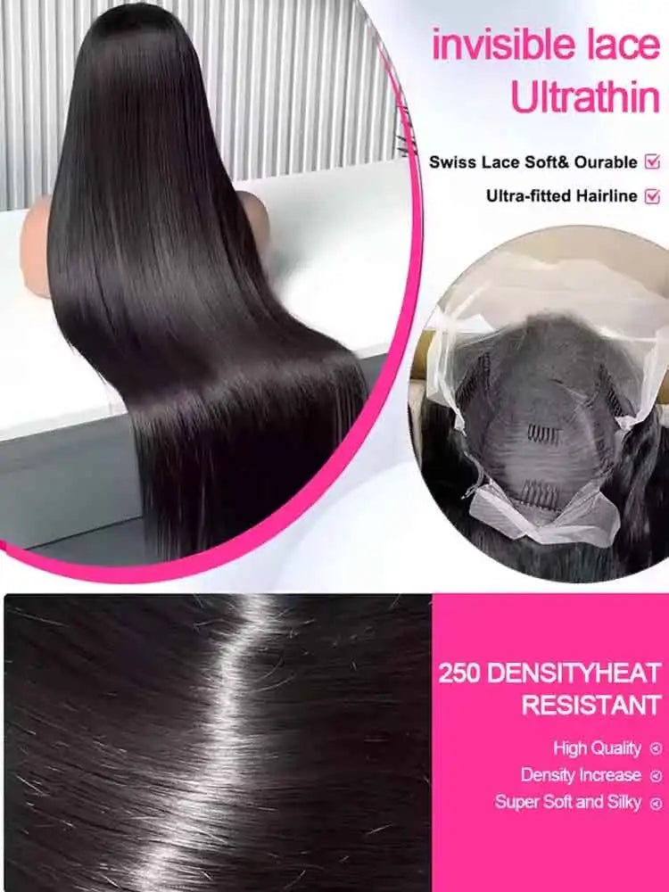 UVEOUS Brazilian Remy Human Hair Straight Lace Front Wig