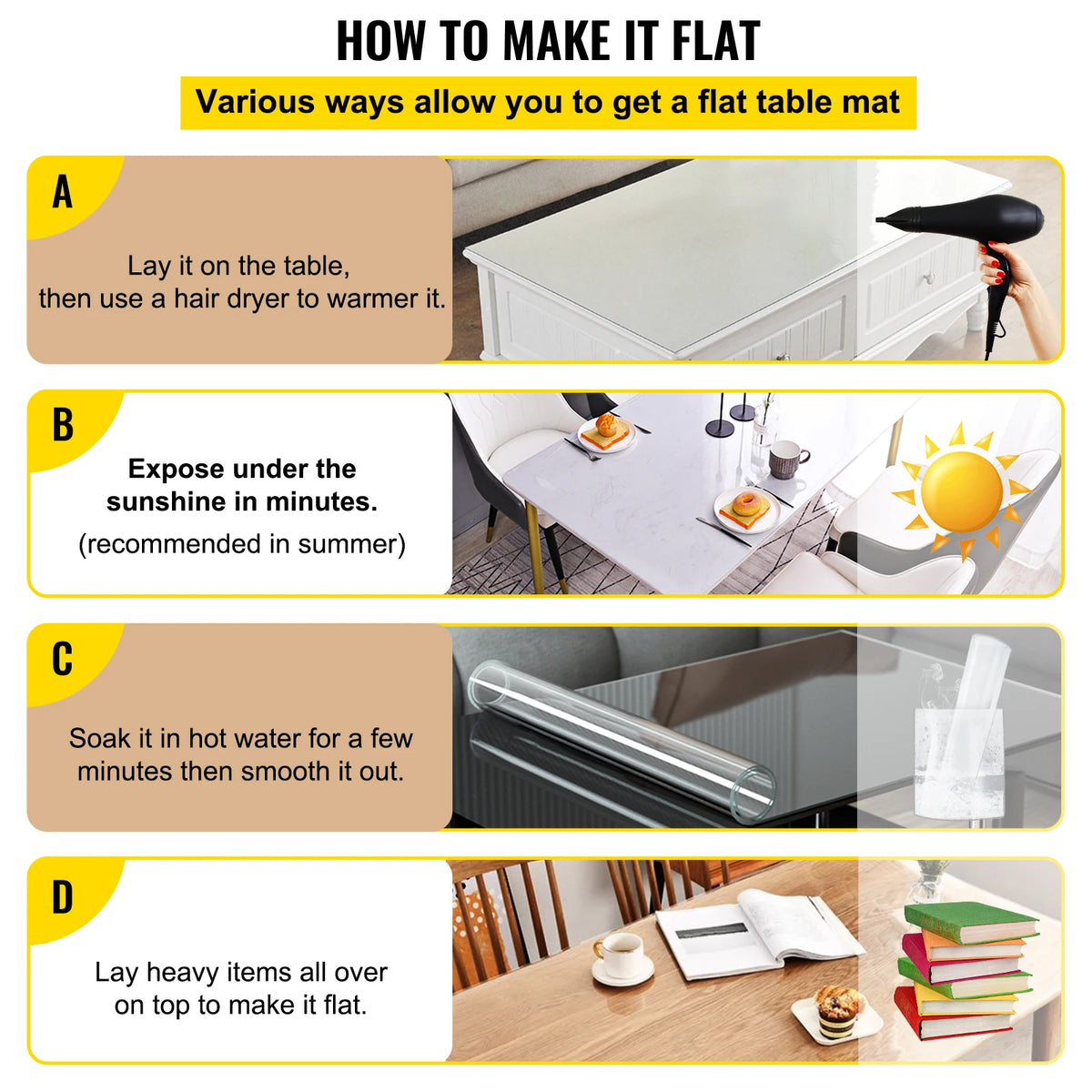 SucceBuy Waterproof PVC Tablecloth Desk Cover Protector For Dining Tables