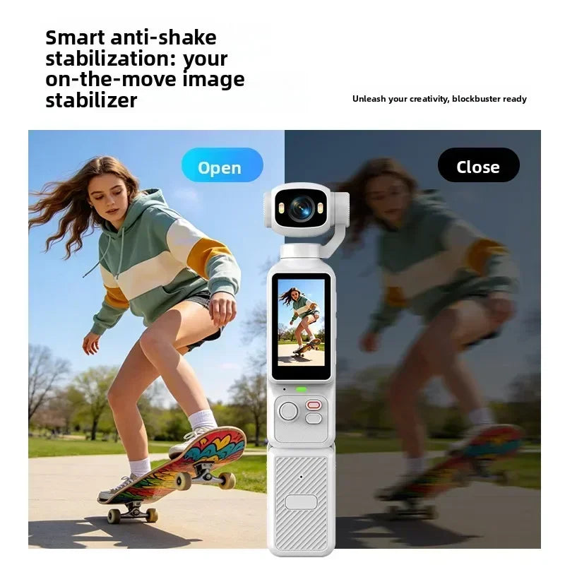 4K Handheld Action Camera With Rotatable Lens And Fill Light