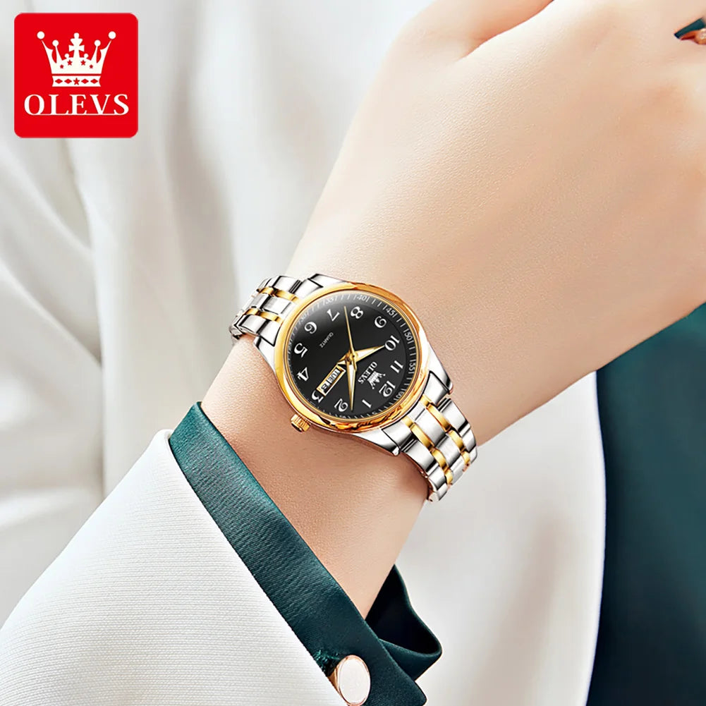 OLEVS Women's Quartz Watch With Week Date And Luminous Dial