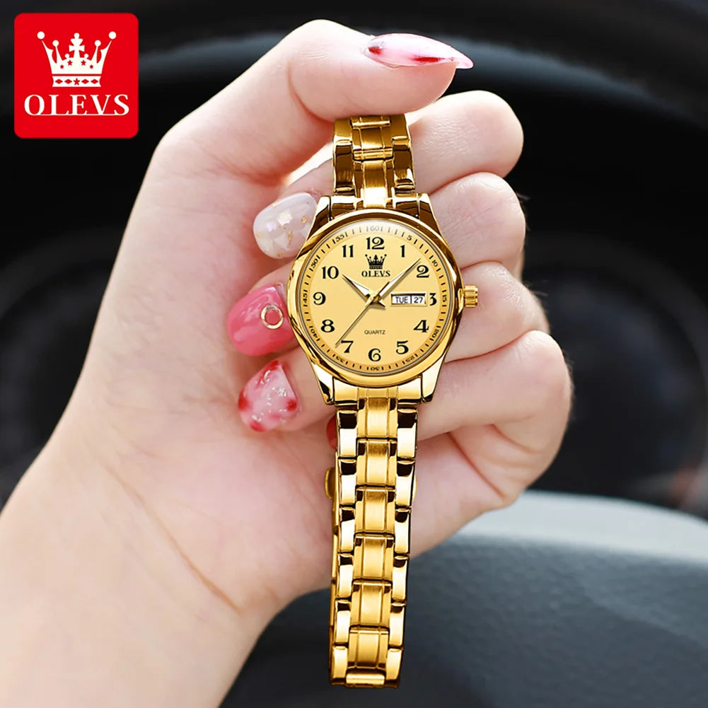 OLEVS Women's Quartz Watch With Week Date And Luminous Dial