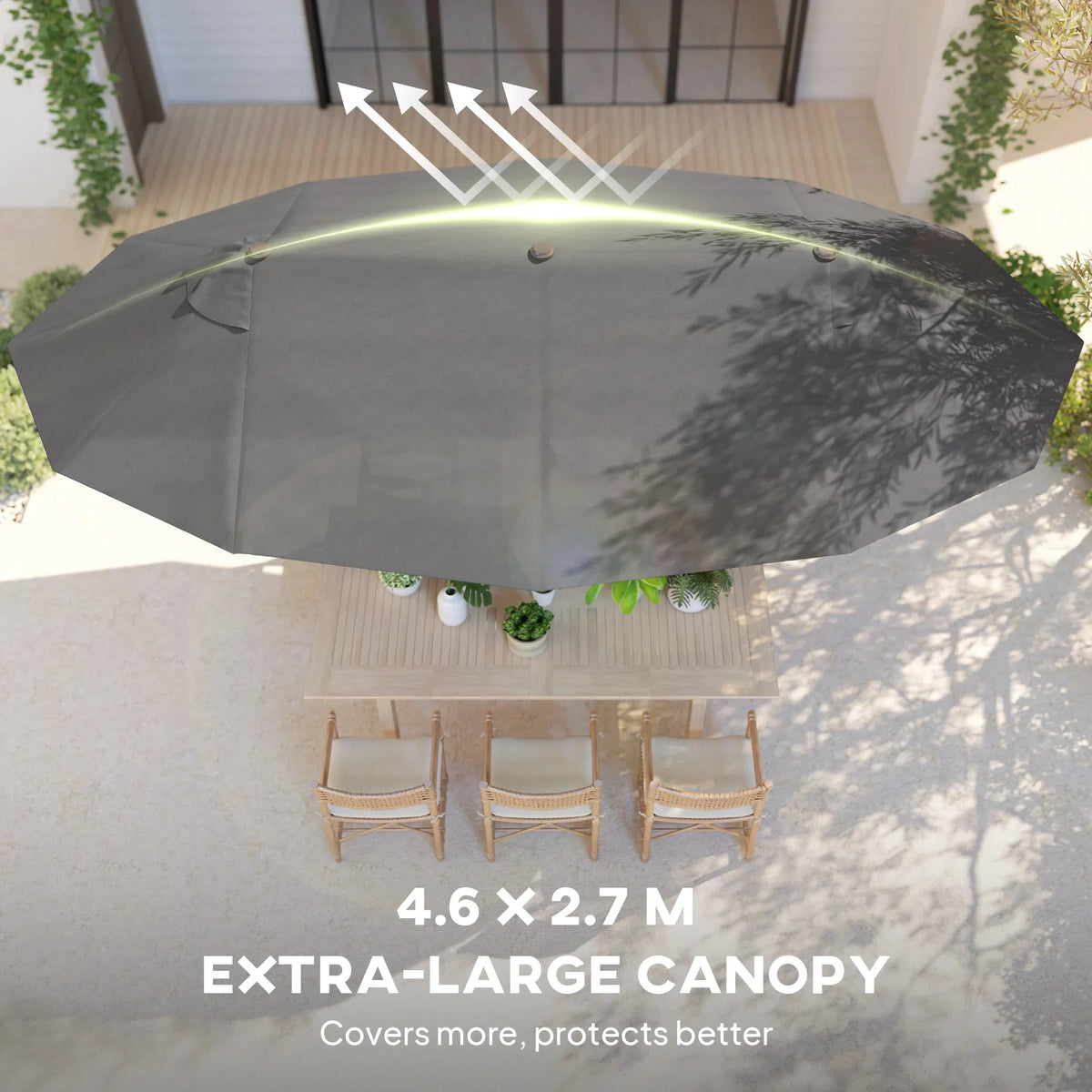 Outsunny Double Sided Outdoor Patio Umbrella With Durable Steel Frame