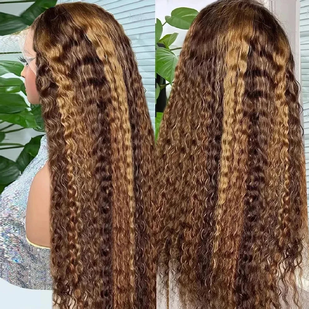 ALIKODY Deep Wave Human Hair HD Lace Closure Glueless Wig