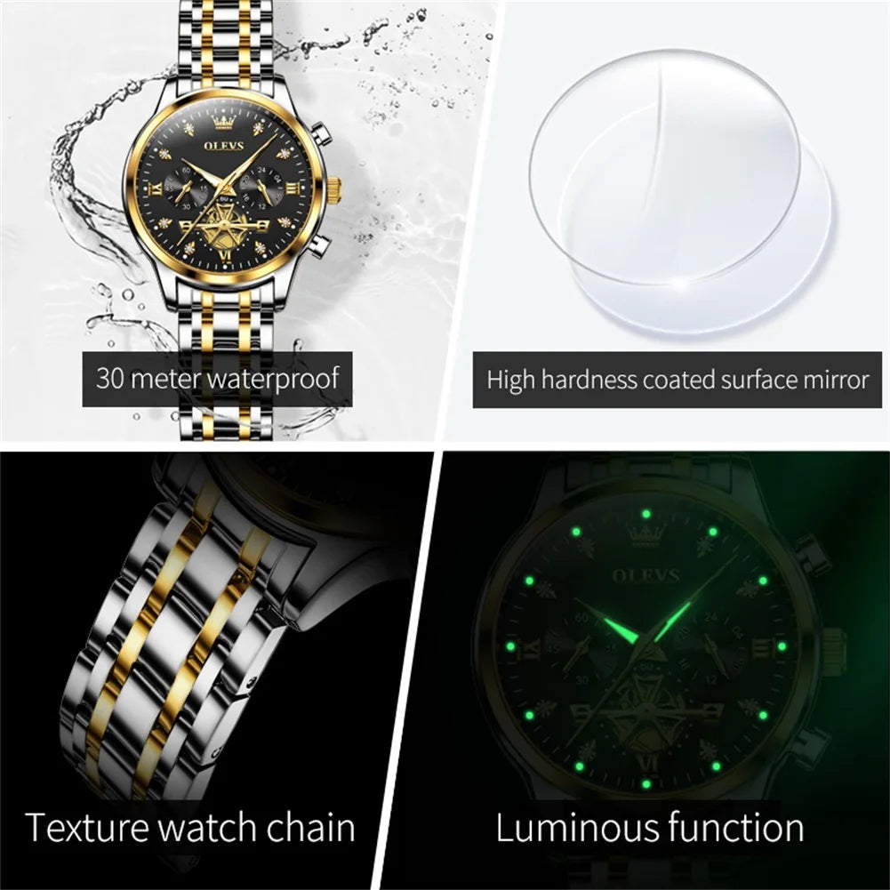 OLEVS Elegant Quartz Watch for Women With Diamond Luminous Dial