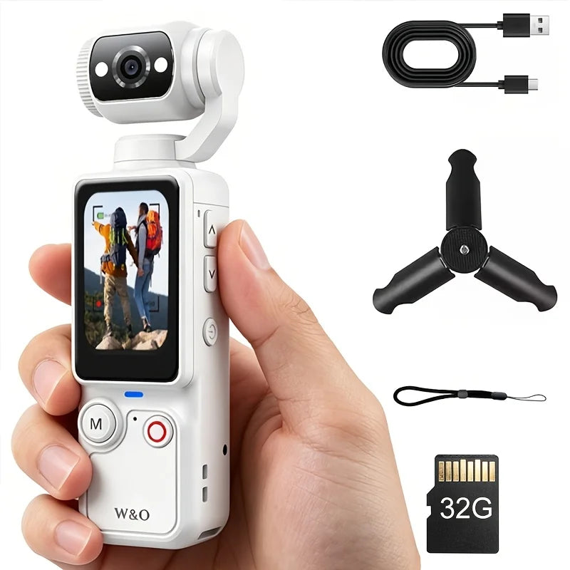 W&O 4K Compact Camcorder With Flip Screen And Auto Focus For Travel