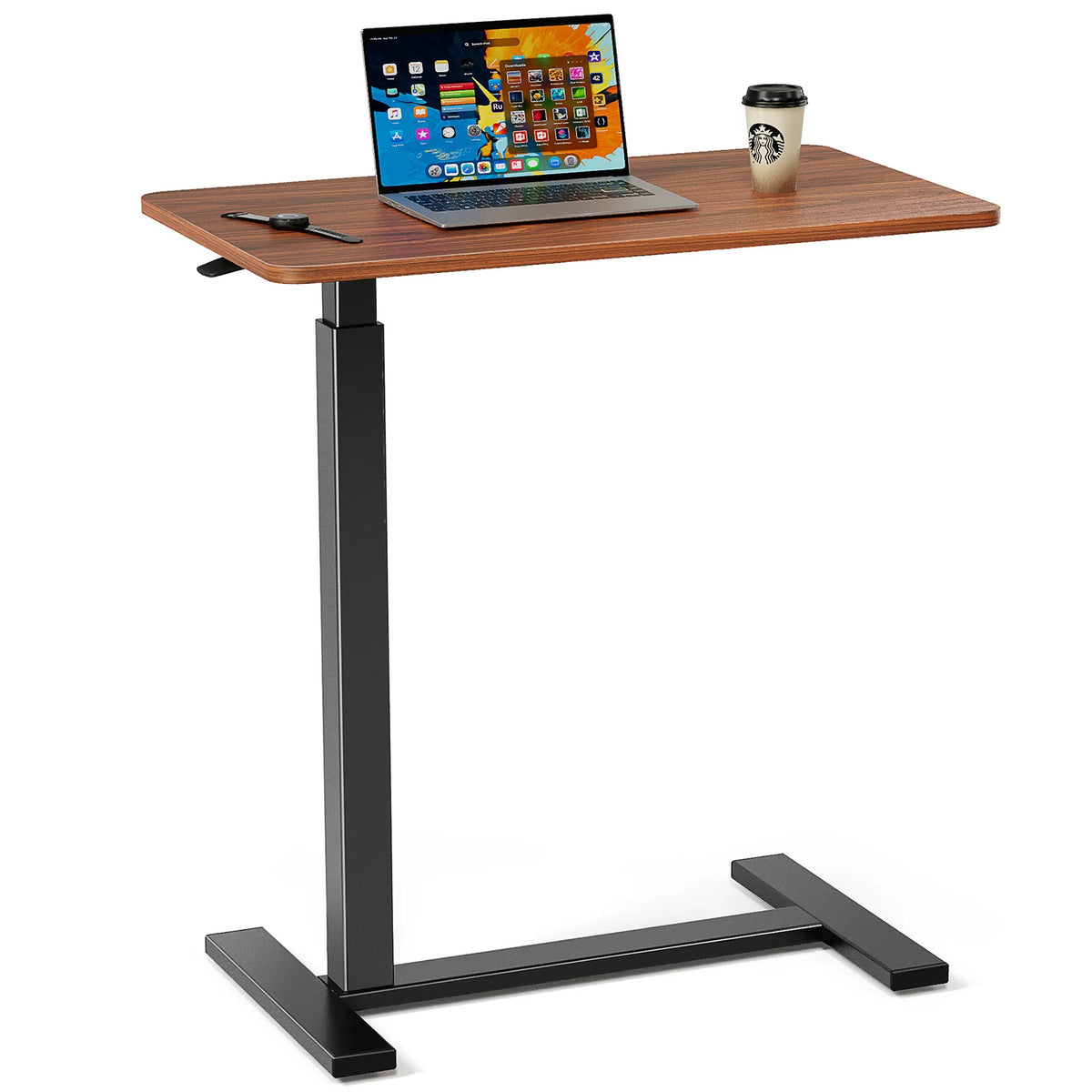 JHK Adjustable Overbed Table With Hidden Wheels For Bedroom Use