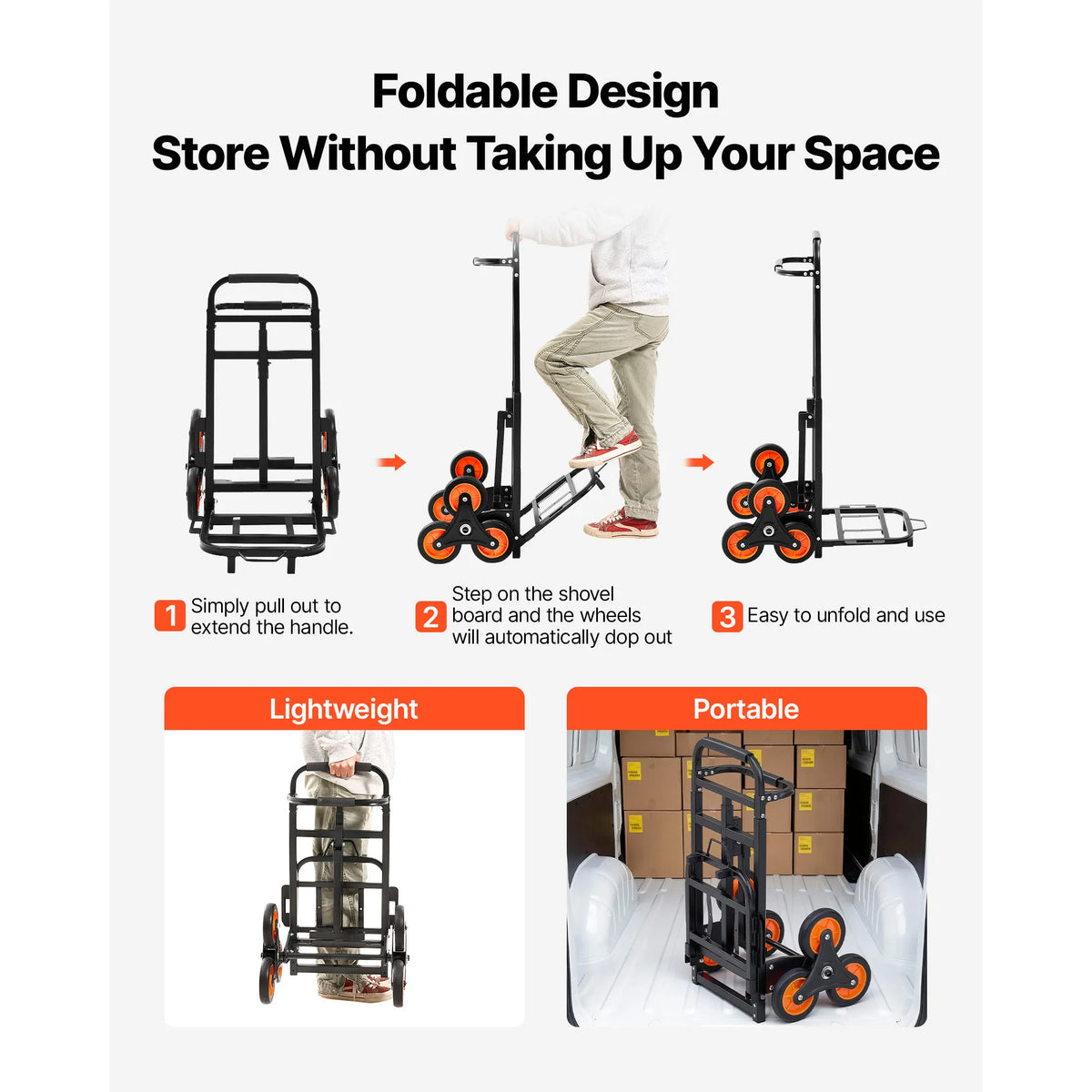 SucceBuy Heavy Duty Stair Climbing Folding Utility Cart