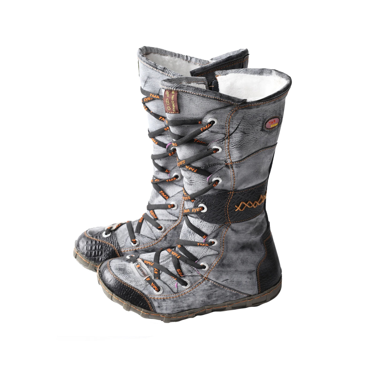 TMA EYES Women's Mid Calf Snow Boots Warm Fuzzy Lined Side Zipper Vintage Casual Winter Boots for Cold Weather Outdoor