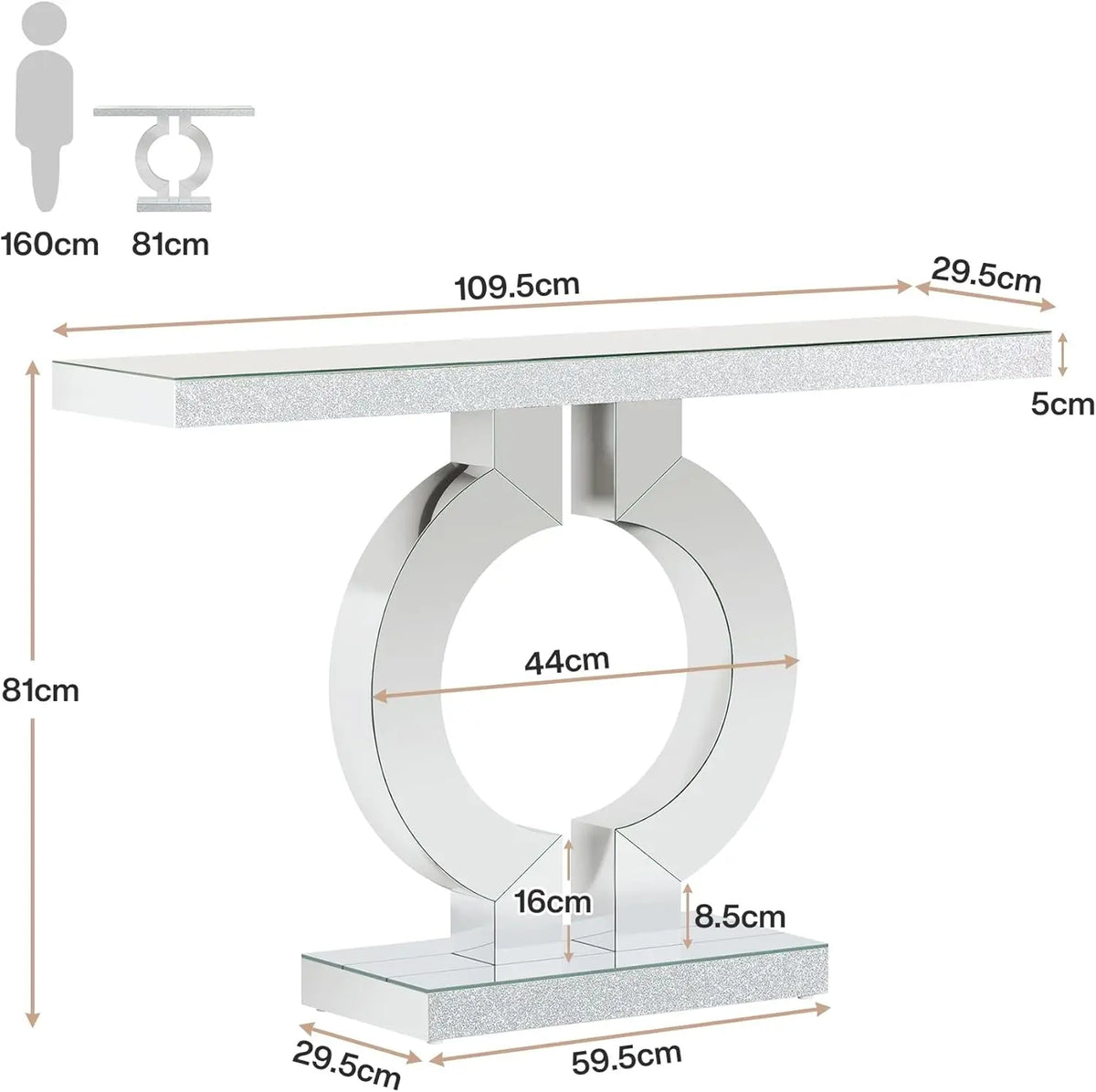 Tribesigns Modern Mirrored Console Table for Entryways and Hallways