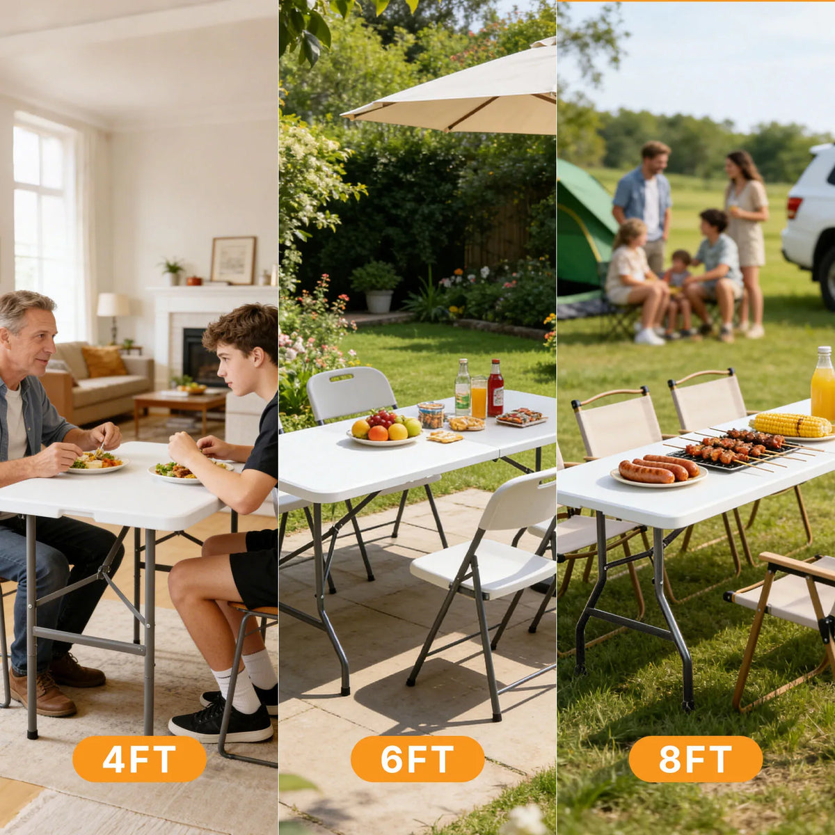 MCQ Folding Picnic Table Portable Metal Camp Table With Handle