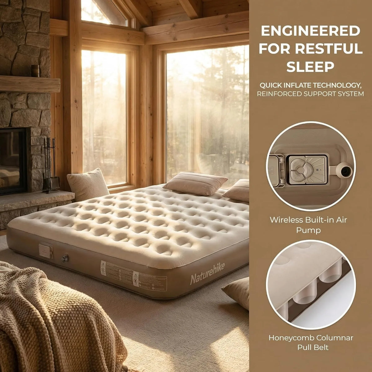 Naturehike Portable Folding Air Mattress With Built In Pump
