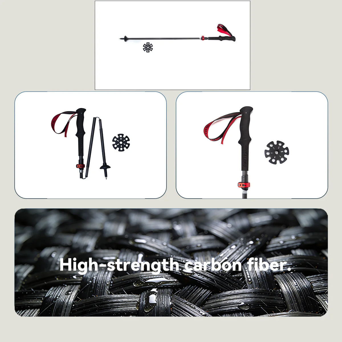 Okhealing Lightweight Carbon Fiber Telescopic Trekking Poles For Hiking
