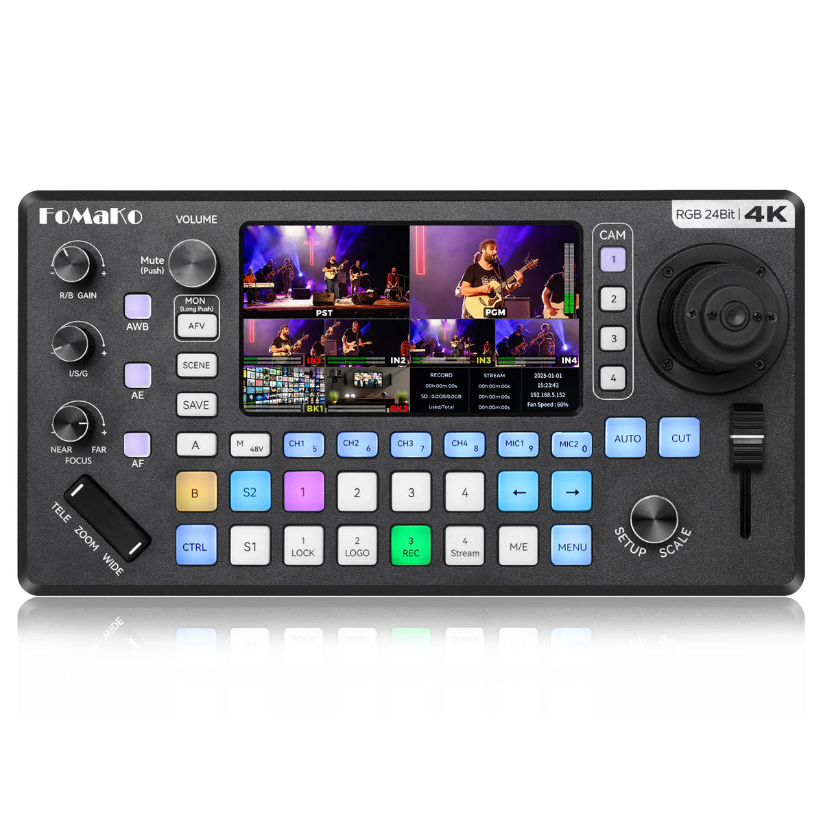 FoMaKo 4K HDMI Multi Camera Streaming Video Mixer Switcher