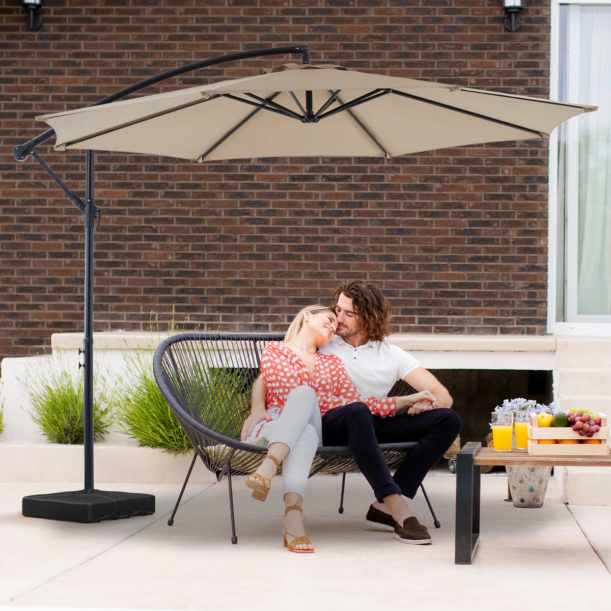 JHK Cantilever Patio Umbrella With Adjustable Tilt And UV Protection