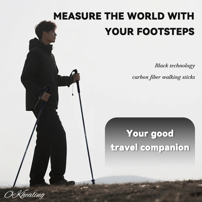 Okhealing Carbon Fiber Foldable Ultralight Multi Section Trekking Poles