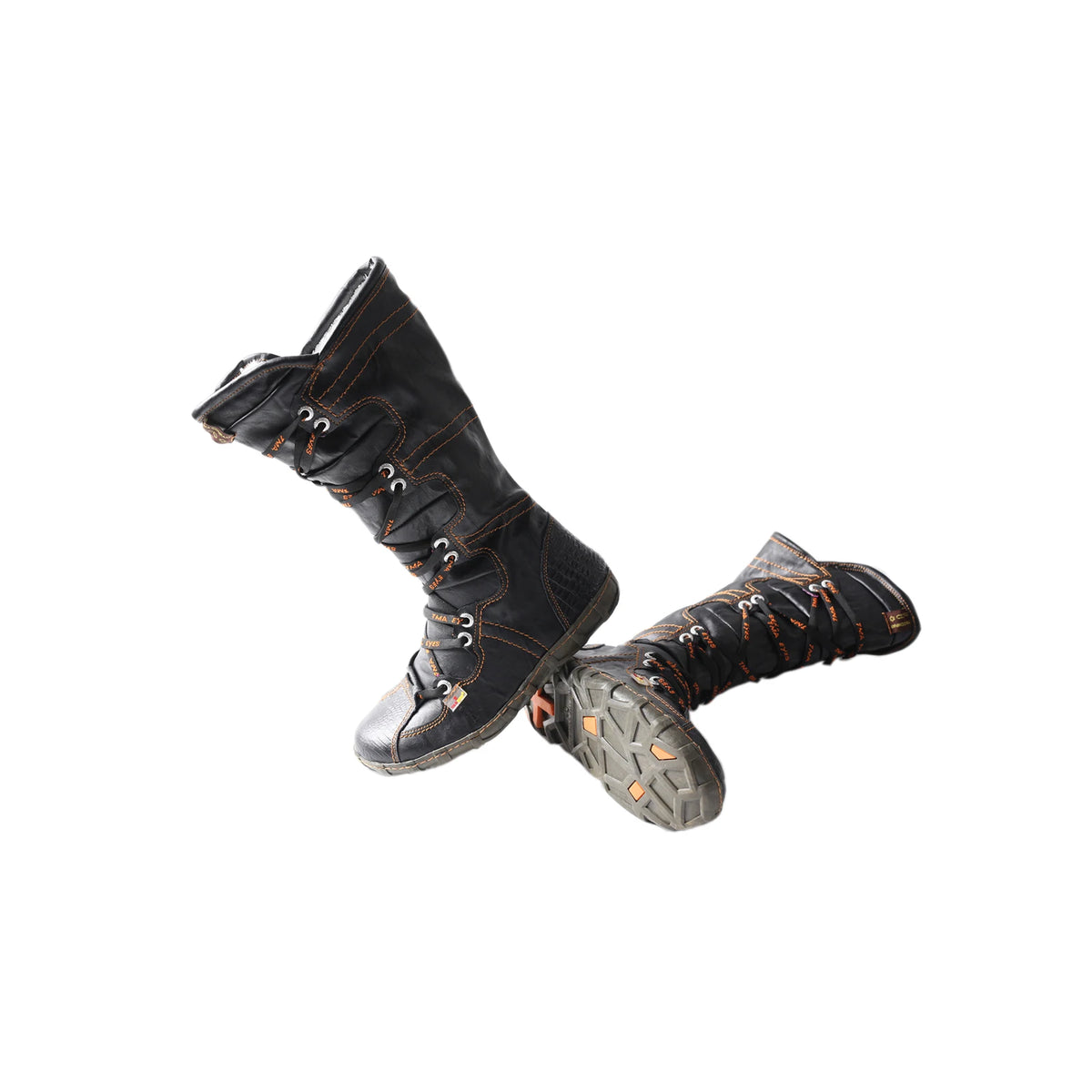 TMA EYES Women Vintage Mid‑Calf Snow Boots Winter Fleece Lined Warm Boots Side Zipper Lace‑Up Flat Casual Outdoor Booties